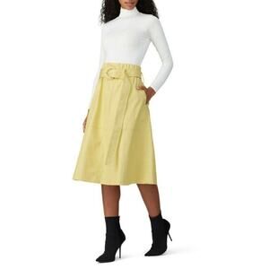 Proenza Schouler White Label Skirt Solid Yellow Faux Leather Size 8